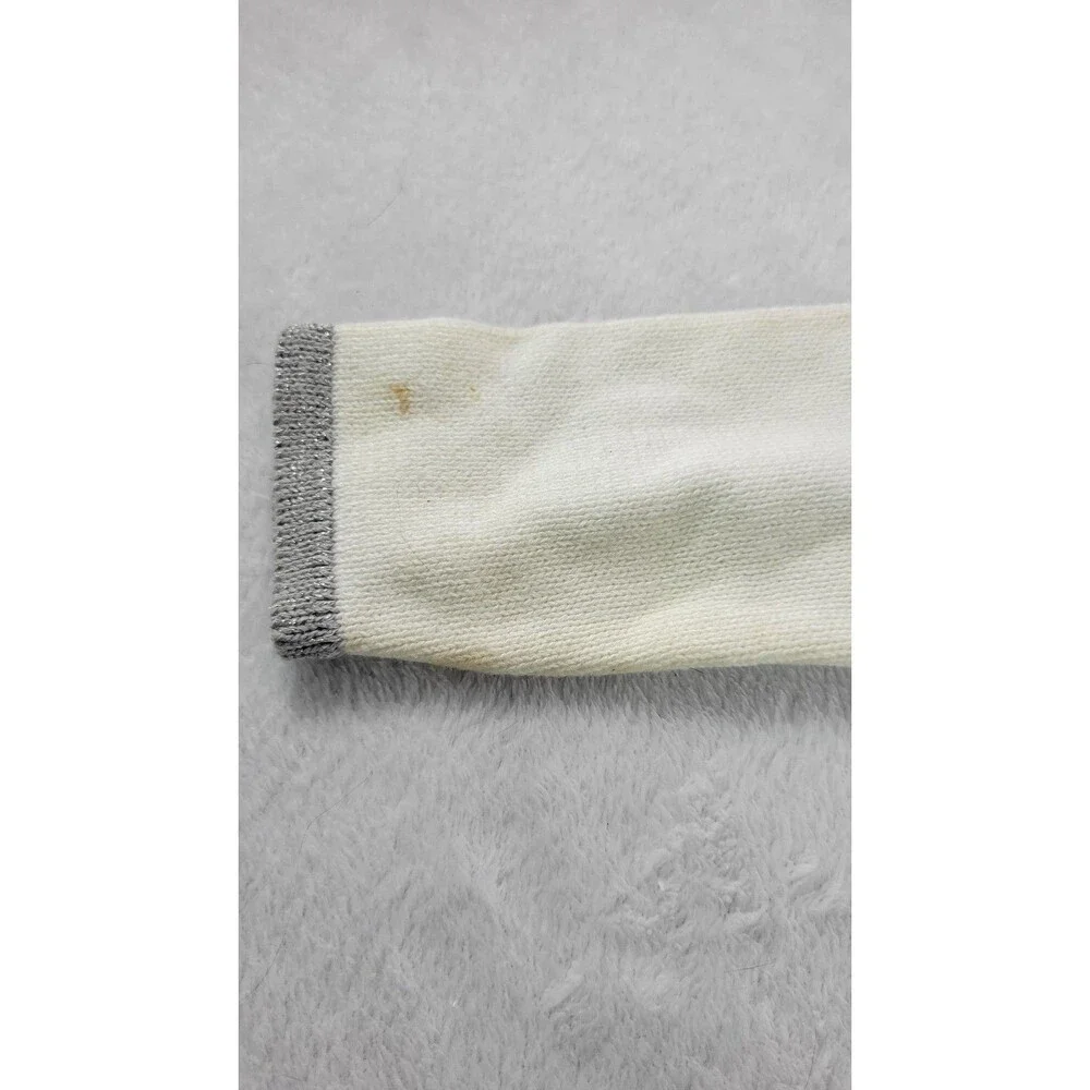 ​Laura Ashley Kids White Cardigan with Silver Trim & Rhinestone Buttons L/G 6X